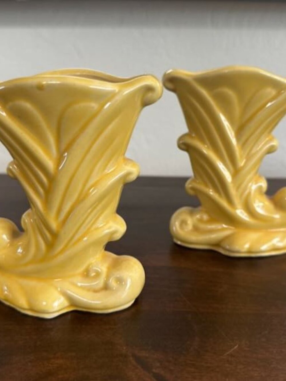 Vintage Shawnee California Pottery Pair of Cornucopia Vases